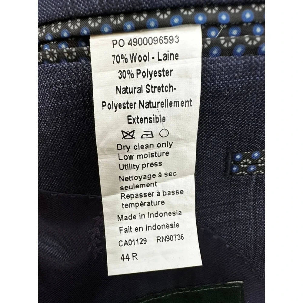 Lauren Ralph Lauren Mens 44R Navy Blue Glen Plaid Two Button Blazer Sport Coat